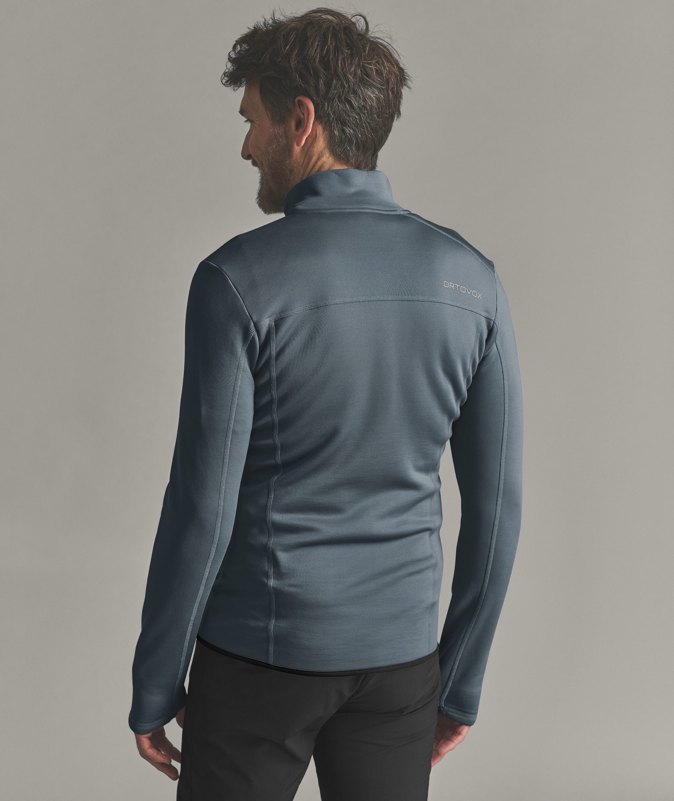 FLEECE JACKET M jacket, fleece, long-sleeve, slim-fit, blue-gray